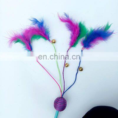 Favourable Price New Arrival Pet Toy Interactive Plastic Pole Pet Pink Feather Cat Teaser photo-2