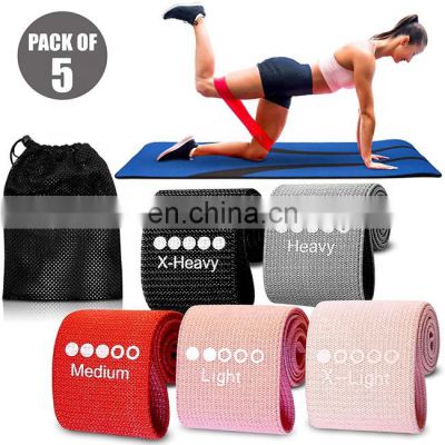 Black roll Fabric Resistance Bands Set of 5 for Squat, Glute, Hip, Thigh Workout