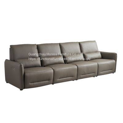 Italian-Style Modern Minimalist First Layer Cowhide Leather Straight Row Sofa Living Room Split Three-Seat Sofa Combination photo-2