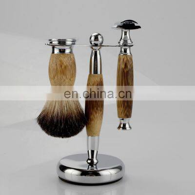 Natural Bamboo Hot Selling Customized Metal Traditional Double Edge Blades Men Shaving Set Gift Safety Razor Shave Best