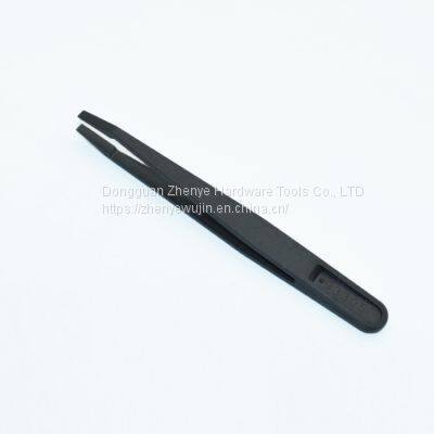 Black Plastic Tweezers Clean Carbon Fiber Tweezers Pointed Flat Elbow Round 93305 photo-3