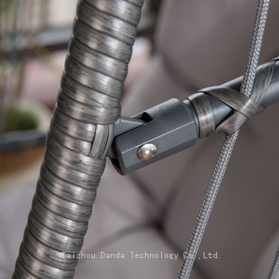 Durable Modern Outdoor Furniture Hanging Egg Swing Chair With Cushion PE Rattan Metal Frame Living Room Hotel Bedroom Courtyard photo-4