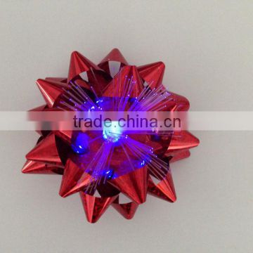 2013 New Design Gift Star Bow With LED Light/3.75" LED Lighting Party Decoration Star Ribbon Bows with fiber optic and bottom