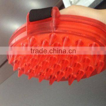 Red Cleaning Pet Brush with Spin, animal cleaning brush