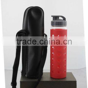 Borosilicate silicon sleeve glass water bottle