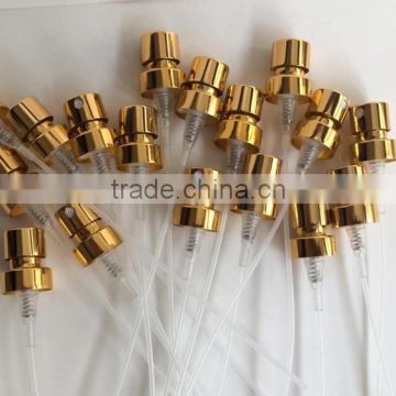 Golden alumite pump sprayer, golden aluminum spray for perfume bottle