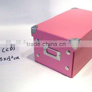 Pink Folding Box with metal corner and handle