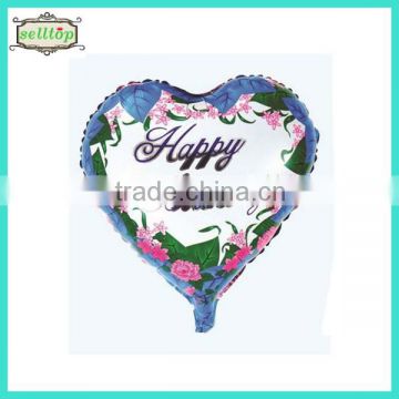 Hot sell 18" heart shape foil happy birthday balloon pictures