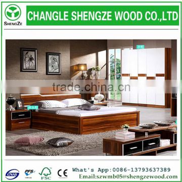 European style wood grain melamine MDF/particleboard bed set