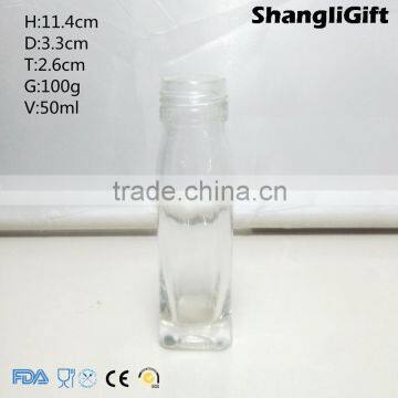 50ml Spice Bottle Screw Cap Square Glass Bottles