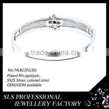 2015 May Latest Flower Style Wholesalers Jewelry 925 Sterling Silver White Gold Plating Bracelet Connected Ring -SLS photo-3