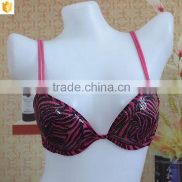 Red sexy lady bra with sequin factory price