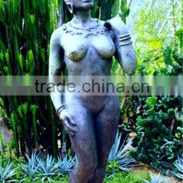 Bronze African nude lady sculpture