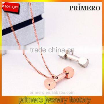 Brand Jewelry Stainless Steel Dumbbell Pendant Necklace