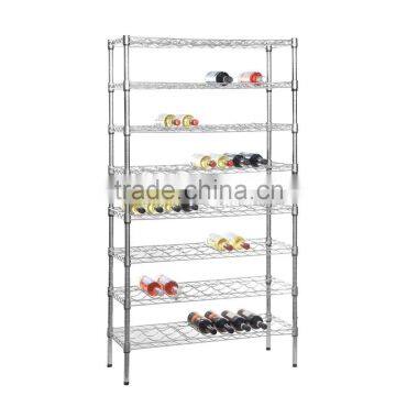 Chrome Wine Rack 8 Shelves stores and displays up to 72 wine bottles