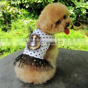 Puppy Pet Clothes Summer Dog Cute Smiling Face Round Dot Little Skirt XS-XL 16693