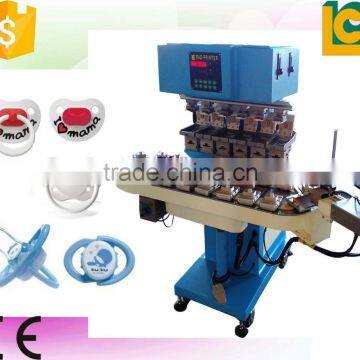 6-color pad printer with conveyor belt and ink traybaby bottle pad printing machine cap pad printers LC-SPM6-150/20