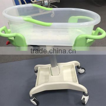 Medical baby trolley metal acrylic baby bassinet with drawer