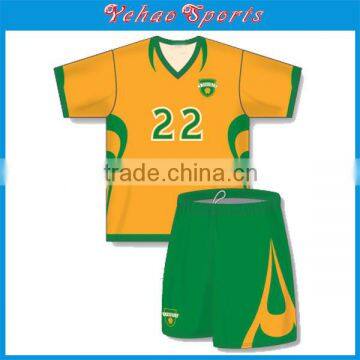 100% Polyester Mesh 150 gsm Custom Yellow Green Soccer Uniform