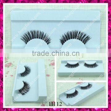 Human hair strip false eyelashes with customer package