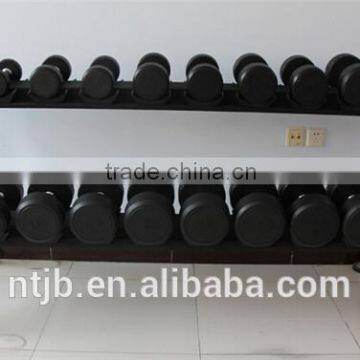 2016 Hot Sale Deluxe Whole Shaping 30kg PU Round Head Dumbbell With Stainless Steel Plating Knurled Handle photo-2