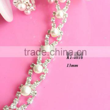 New arrival High quality fashion rhinestone with pearl cup chain (RT-4016)