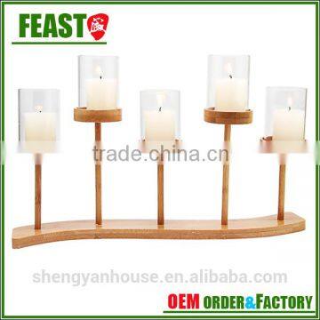 Cheap Glass Candle Holders With Wood Stand photo-5