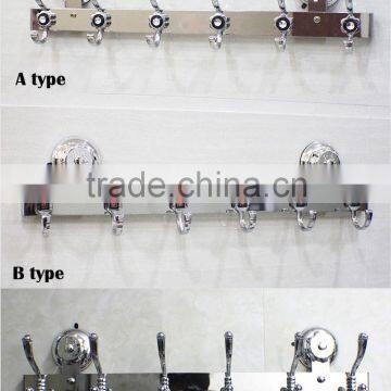 2016 No drilling No screw Easy Installation stainless steel wall mounted Hook Rack with strong vacuum suction hook