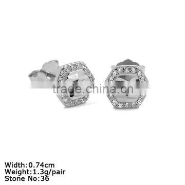 GZA9-007 925 Silver Jewelry Hot Stud Earring Stud Earring with Hexagon Shaped