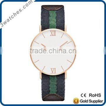 top color nylon wirst fashion watch stainless steel watch nato nylon strap watch quartz watch