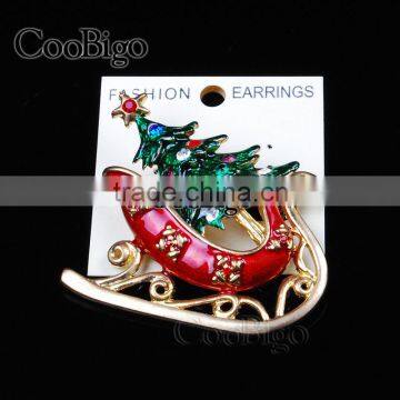 Fashion Charming Jewelry Bling Christmas Tree Red Sled Rhinestone Pin Brooch Wedding Christmas Party Gift Apparel Accessories photo-4