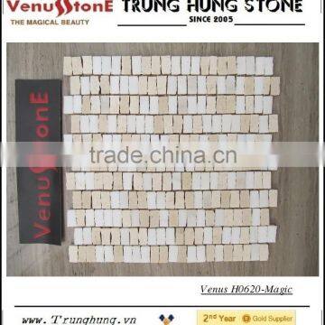 White Cream Marble Mosaic With Magic Design photo-3