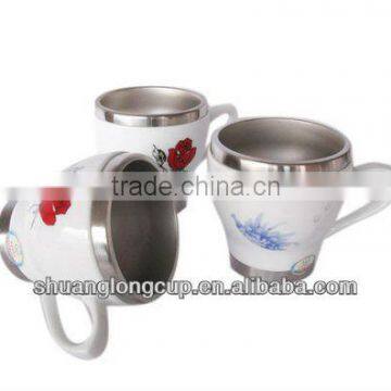 double wall Ceramic outer coffee mug ,cup