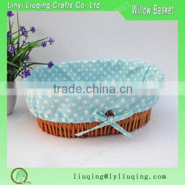 willow storage food basket with green lining