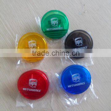 Plastic Circle magnetic clip, Plastic translucent power clip, Promotional magnetic power clip, PTMC056