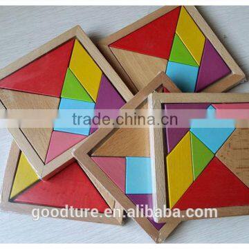2015 Hot Sale Water Based Painted Colorful Beechwood Tangram photo-2
