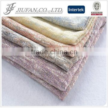 Jiufan Textile Hacci Polyester Rayon Yarn Dyed Knit Fabric With Lurex For Garment Sweater