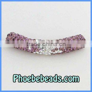 Fashion Beads Crystal Curve Tube Loose Shamballa Two Tone Connector Bending Charms Pave Rhinestone Many Colors CTB-016