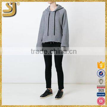 Fashion custom wear the side hem grey women hoodie