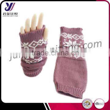 Winter half finger girls long warm knitted woolen felt gloves factory wholesale sales (accept the design draft)