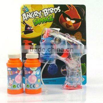 Transparent Space Cartoon Bird 4 Led Light Flashing Bubble Gun Toys With Music & 2 Bubble Liquid CB1801516