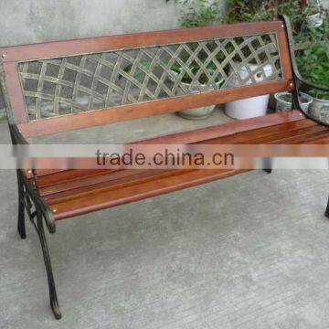 wooden and iron outdoor bench