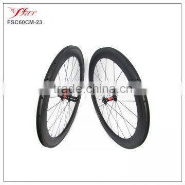 2016 New U shape 60mm x 23mm clincher carbon fiber wheelset for road racing with DT 240S hub and Sapim cx-ray areo spokes