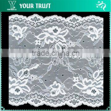 Width 16.0 Centimeter White Stretch Trimming Spandex Jacquard Elastic Lace