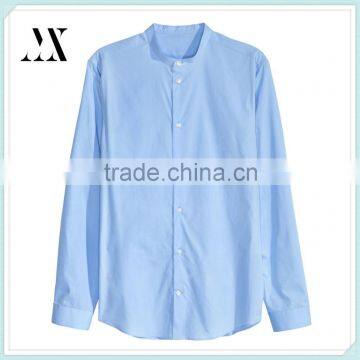 High Quality Men's Band Collar Shirts Custom 100% Cotton Comfort Workswear Shirts Long Sleeve Mens Shirts