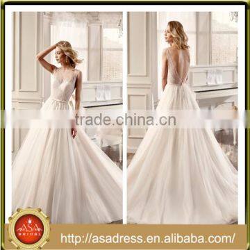 VDN06 Sexy Full Beaded Bridal Wedding Dress 2016 Backless Sleeveless Tulle Floor Length Vestidos Novia for Weddings