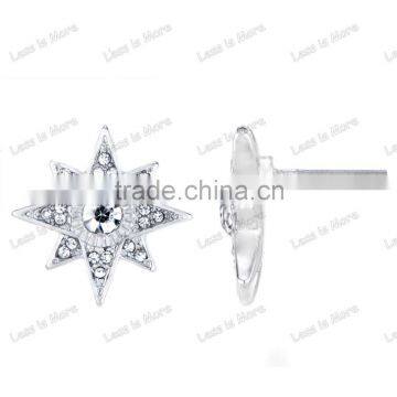 925 Silver & gold Star burst Stud Earrings with zircon stone