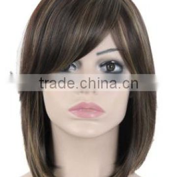 14" Female Short straight Bob Wig Highlight Haircut Heat Resistant Realistic Wig African American Wig For Black Women