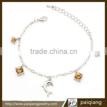 Wholesale unique design crystal and dolphin chain anklet