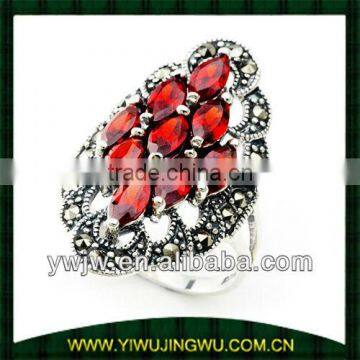 Antique marcasite rings with ruby stone